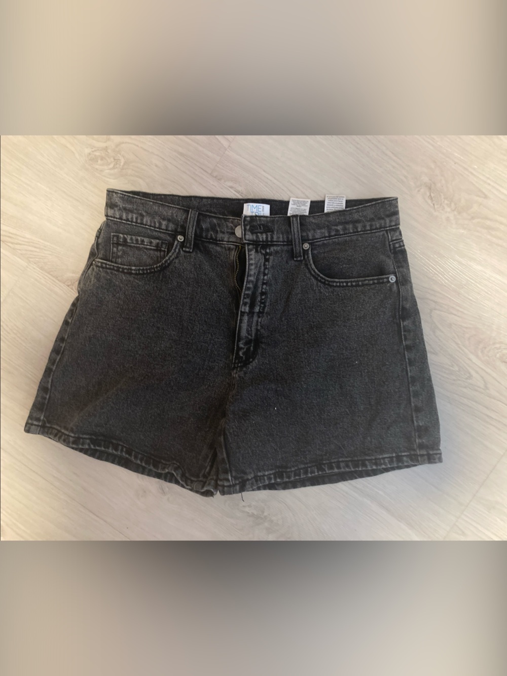 Time and Tru Black High-Rise Denim Shorts